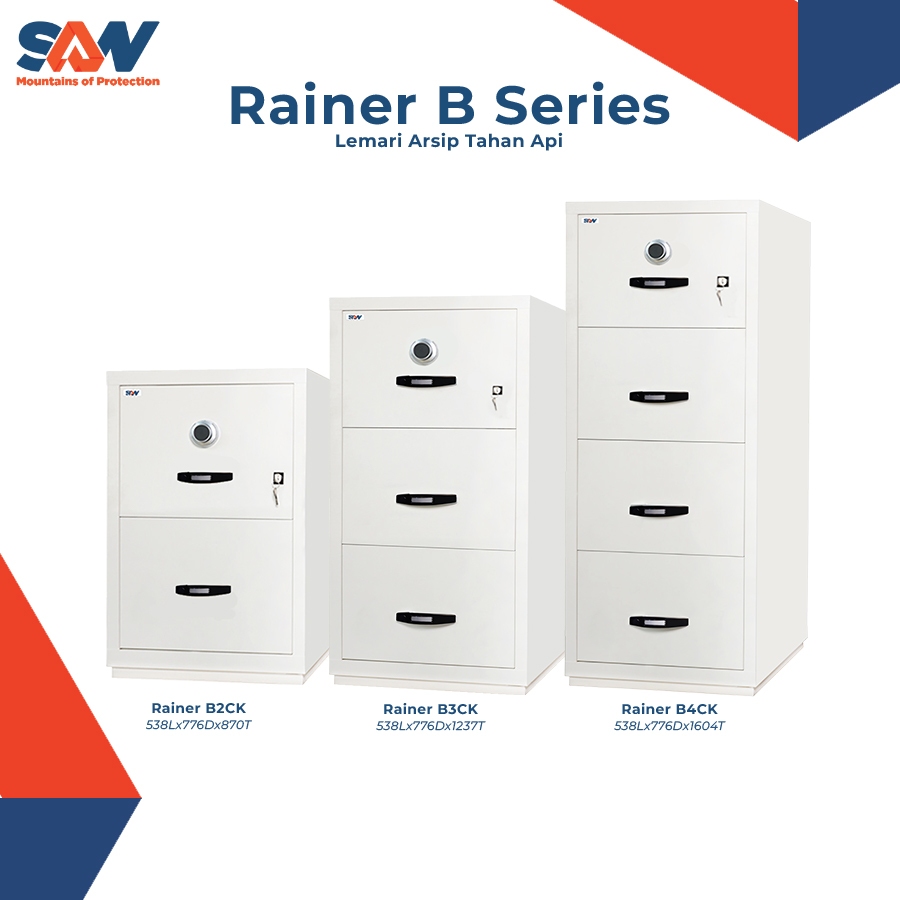 Lemari Arsip Kantor Tahan Api Filling Cabinet SAN RAINER B Combinasi key & Digital Key