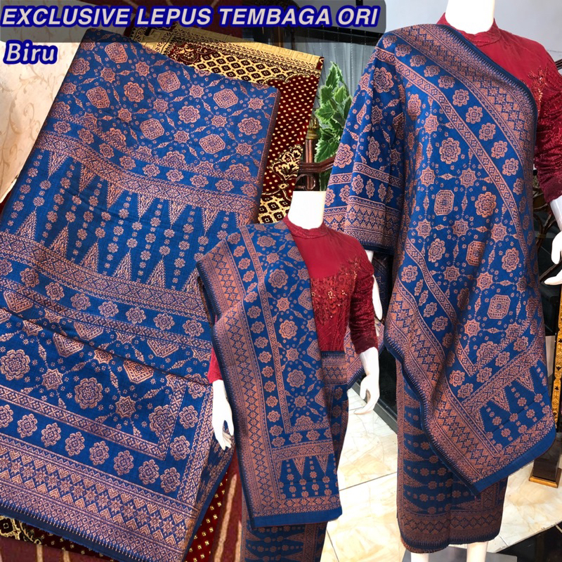 EXCLUSIVE Lepus Tembaga ORI  Biru Warna Alam /songket tenun asli palembang /ilham songket palembang