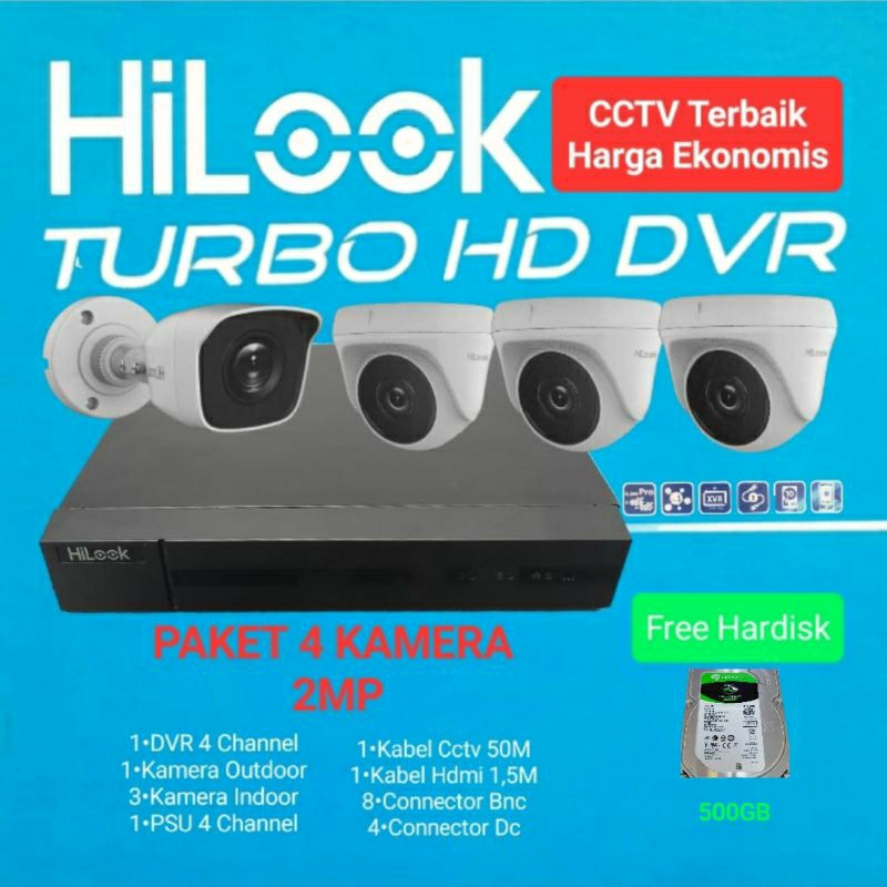 paket cctv hilook 4channel 2mp