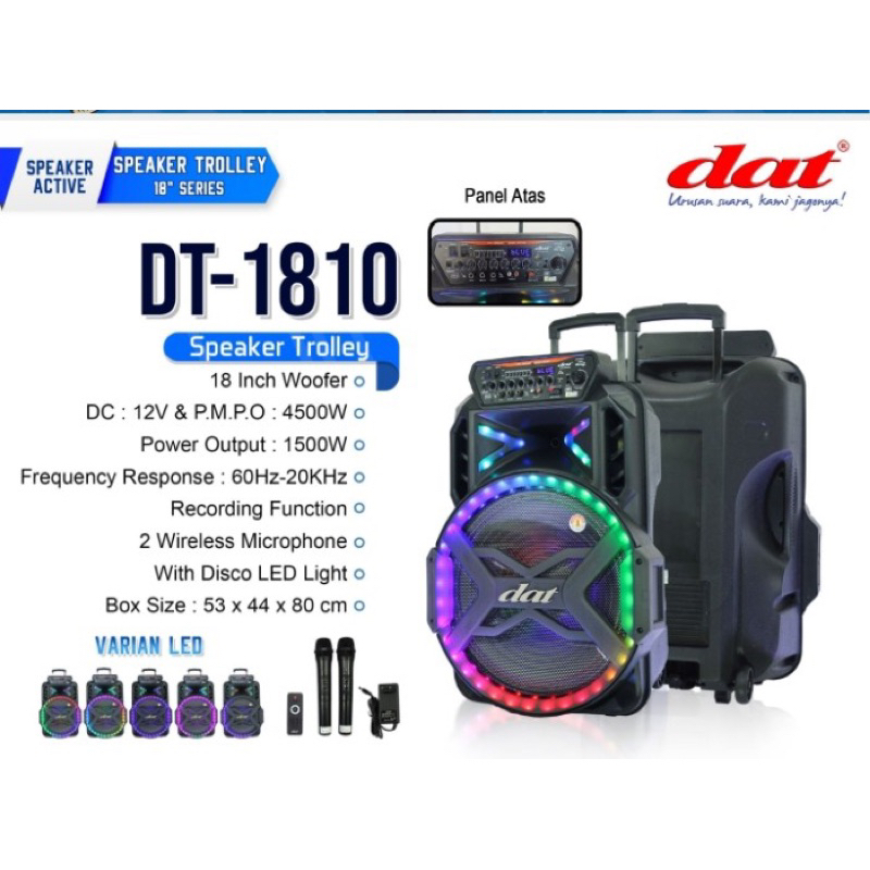 DAT Speaker Portable DAT 18 Inch SPEAKER Dat Sepeaker Wireless DAT DT1810 18 Inc Free 2 Mic Wireless