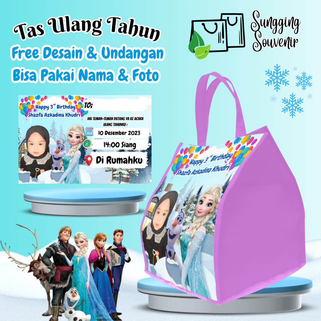 

50 Tas Ulang Tahun Free Undangan Anak Snack Bisa Custom Goodie Bag Muat Box Bento