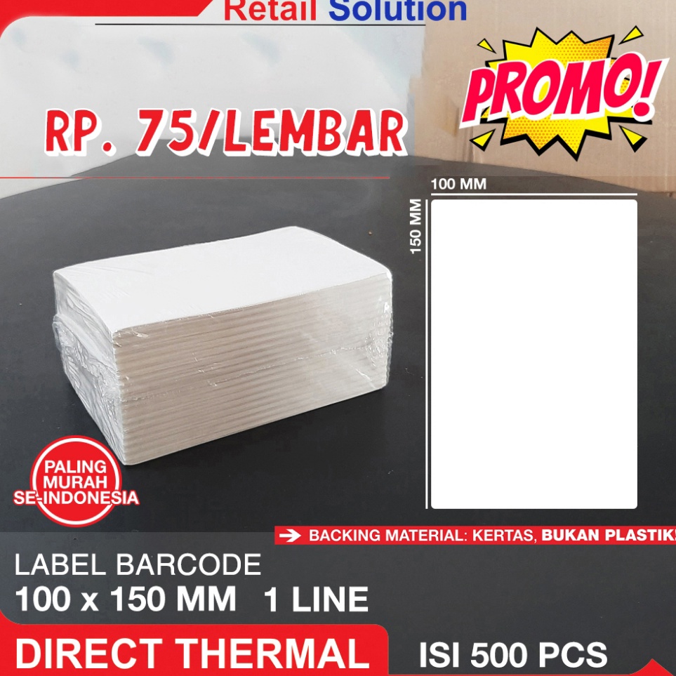 

[KODE C1J8] Label Thermal Resi Stiker 100x150 mm / 100 x 150 mm / 100x150mm ZIGZAG