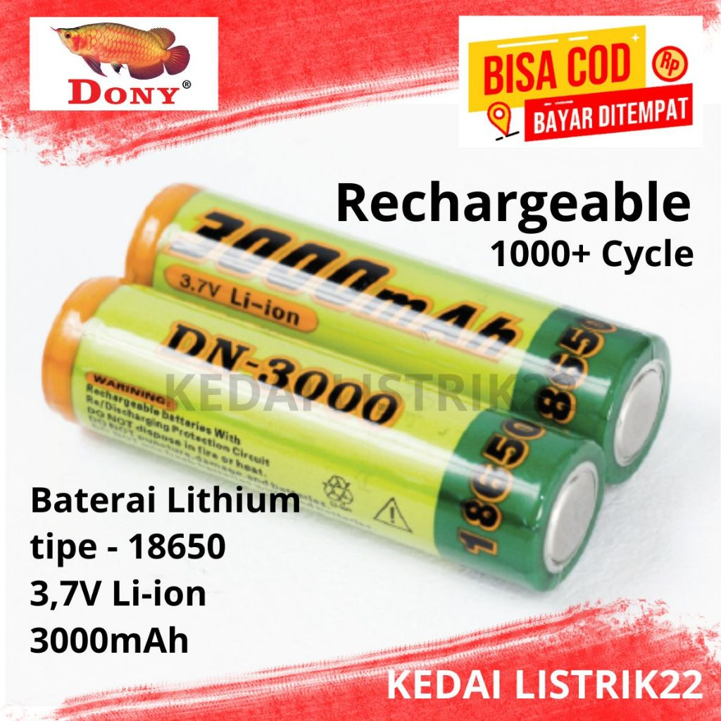 Baterai Senter Kepala DONY DN 3000mAh ORIGINAL (HARGA UNTUK 1 PCS)