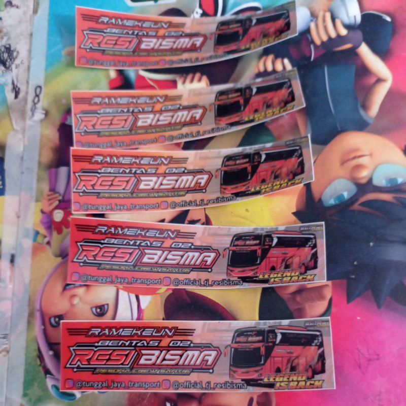 

stiker bus basuri,resi bisma isi 5 pcs bonus satu stiker