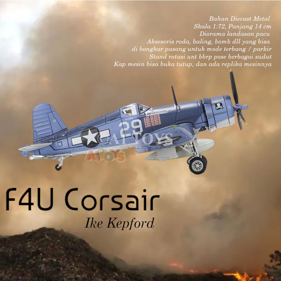 Diecast Pesawat F4U Corsair Ike Kepford Forces of Valor 14 cm 1:72