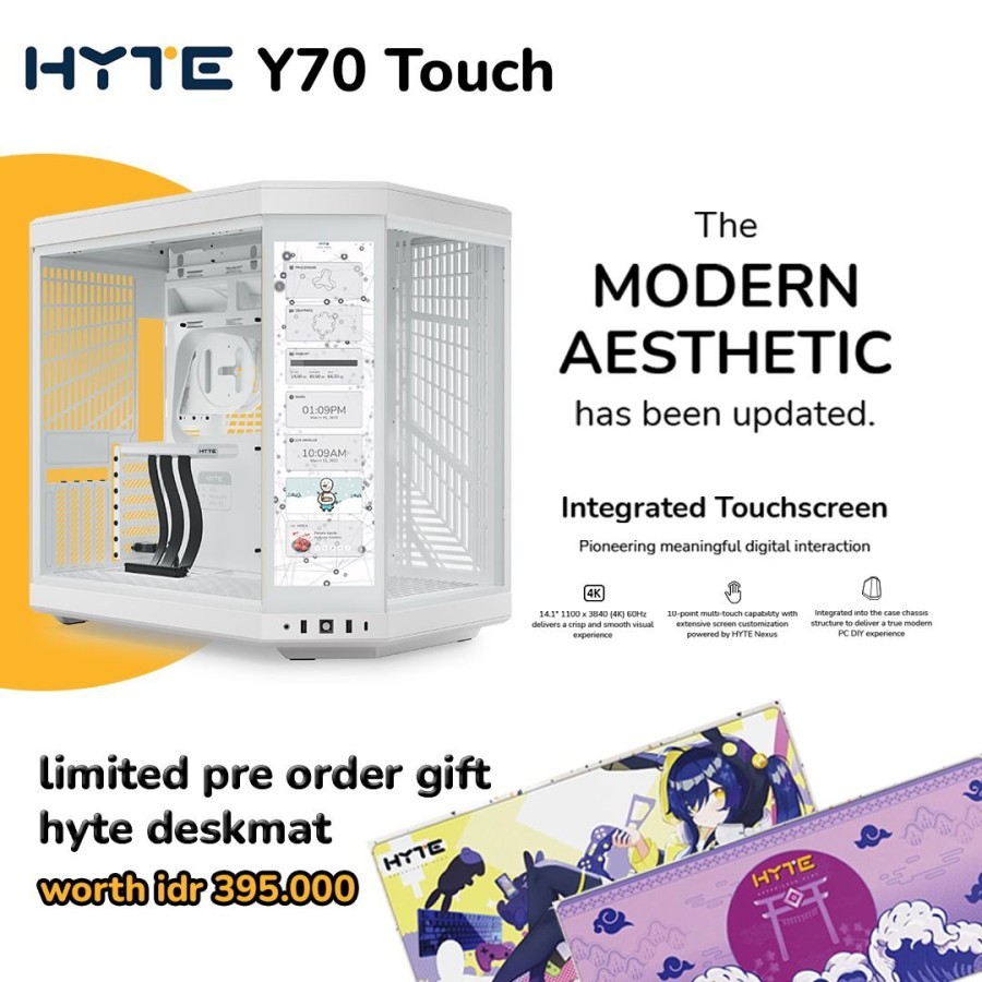 HYTE Y70 TOUCH - MODERN AESTHETIC CASE - SNOW WHITE