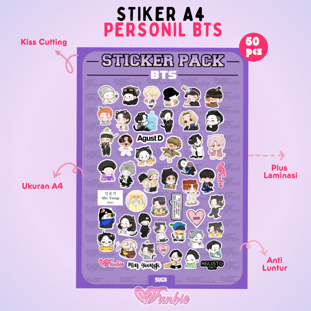 

50 PCS STIKER PACK EDISI PERSONIL BTS ANTI AIR LUNTUR