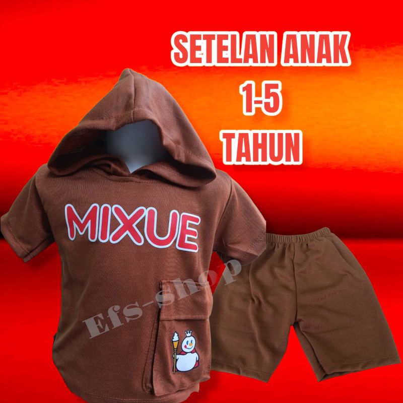 SETELAN ANAK MOTIF MIXUE || BAHAN BABYTERRY