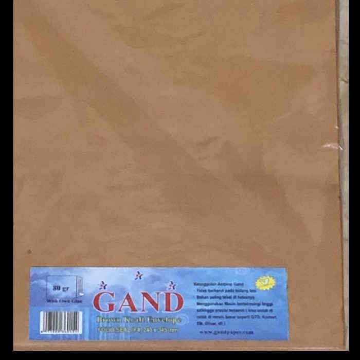 

Amplop Coklat Seal / Lem Folio (F4) Merk Gand -BRIO