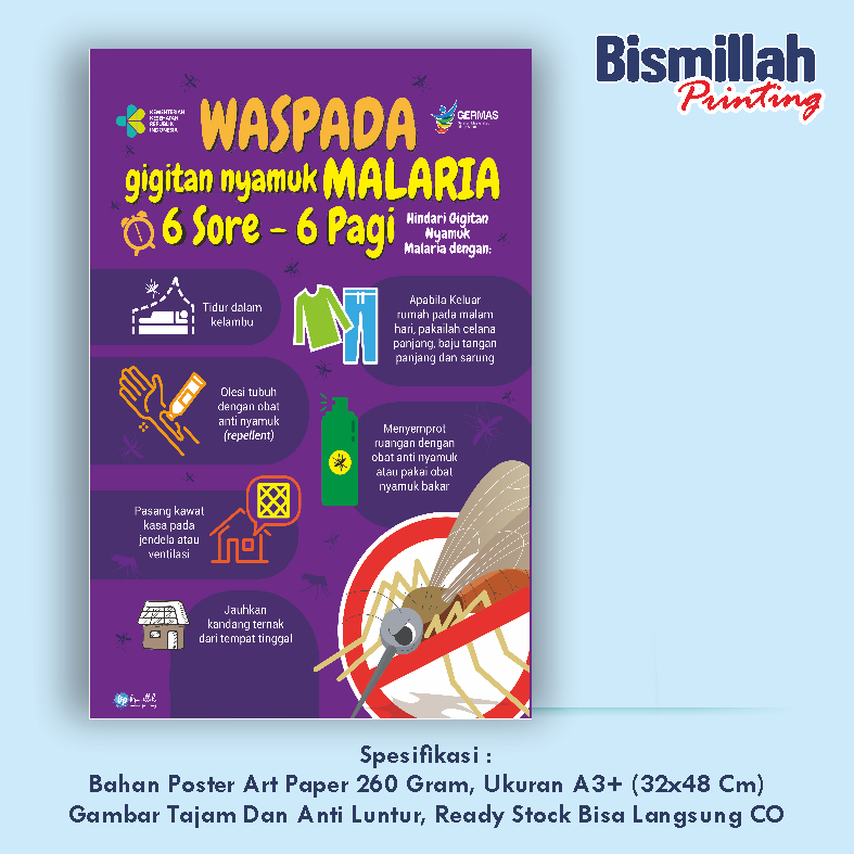 

Poster Kesehatan Waspada Gigitan Nyamuk Malaria