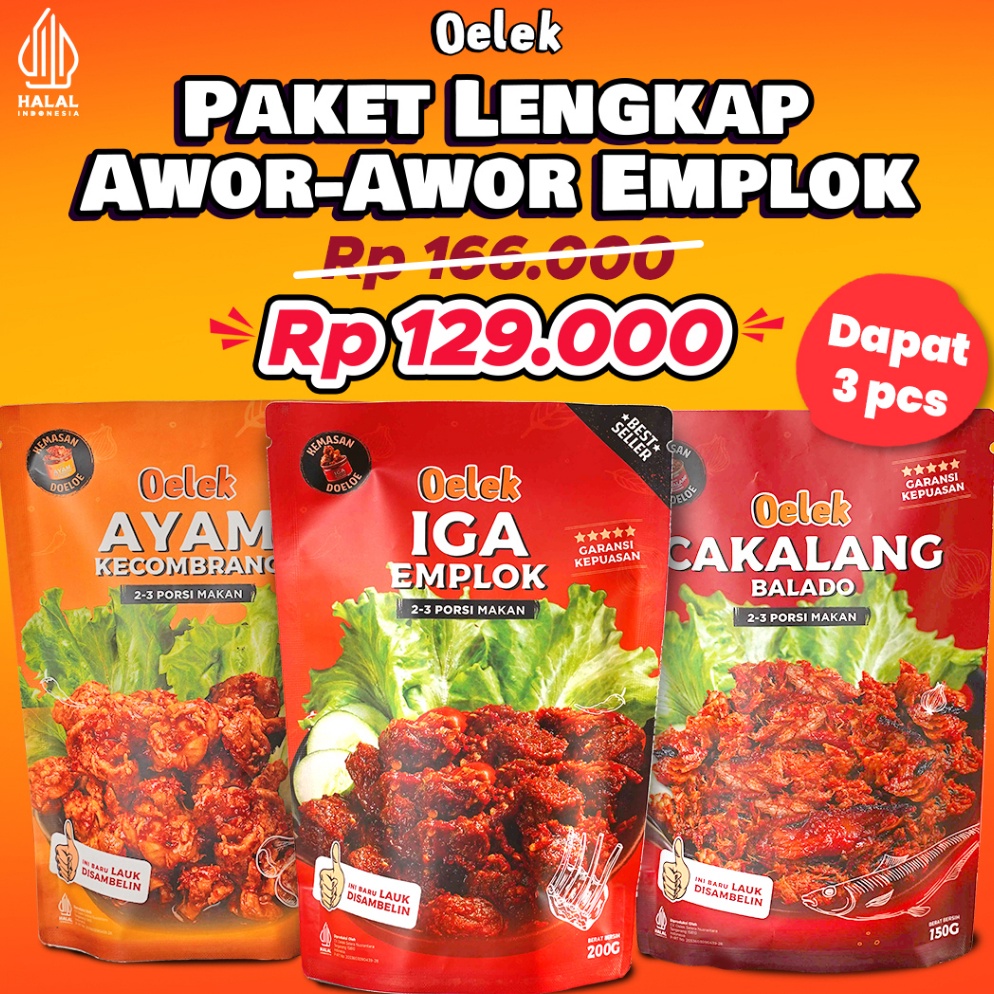

Best Product Paket Awor-Awor Emplok / Iga Mercon / Iga Sambal / Oseng Iga / Cakalang Balado / Ayam Kecombrang