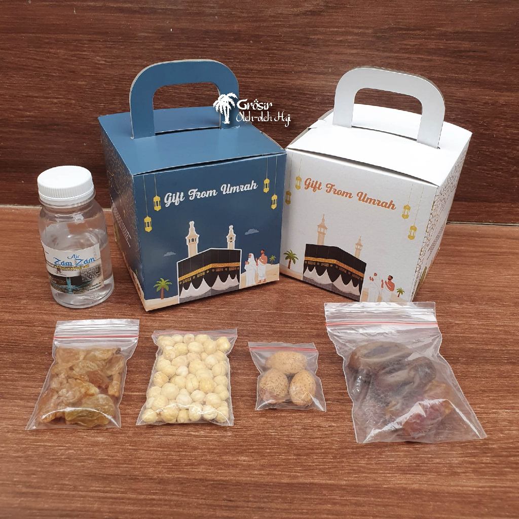 

Paket Oleh Oleh Haji dan Umroh Air Zamzam ori + Kismis Kurma Khalas + Kacang arab Almond