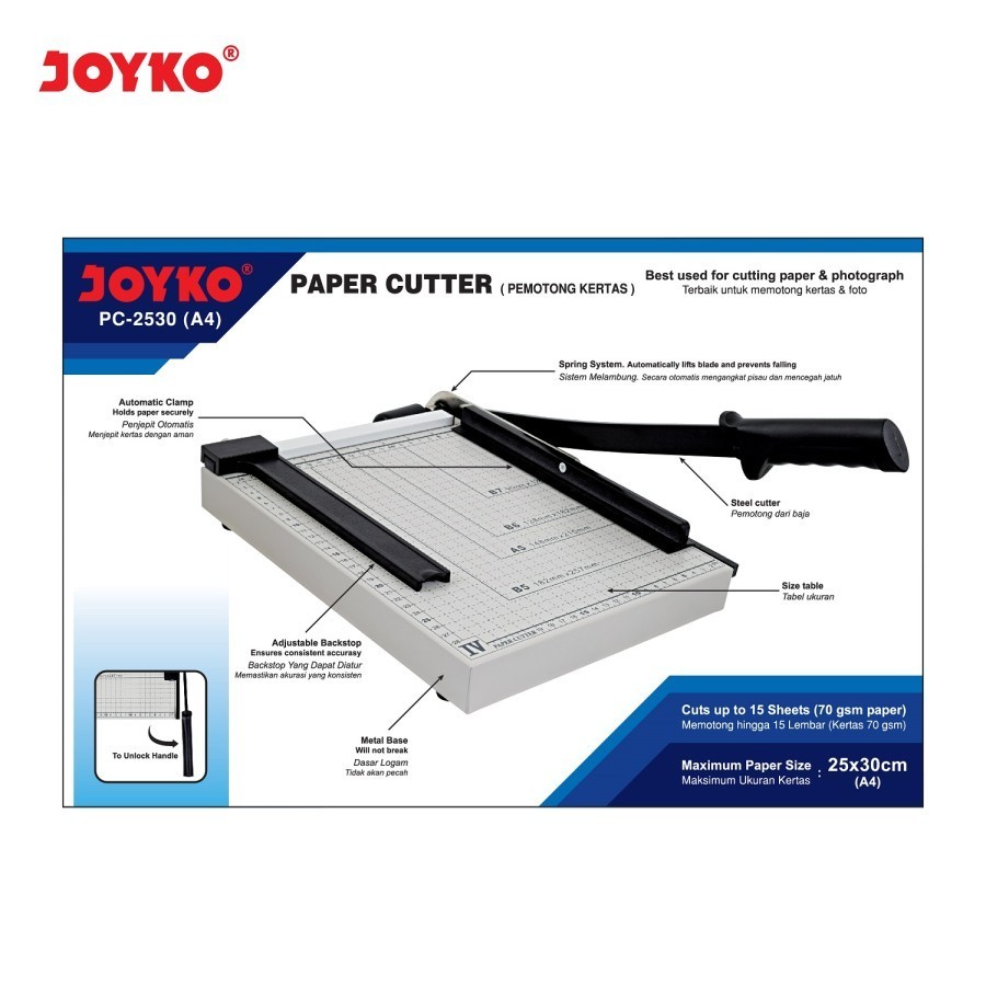 

Pemotong Kertas JOYKO PC-2530 Paper Cutter A4 PC2530