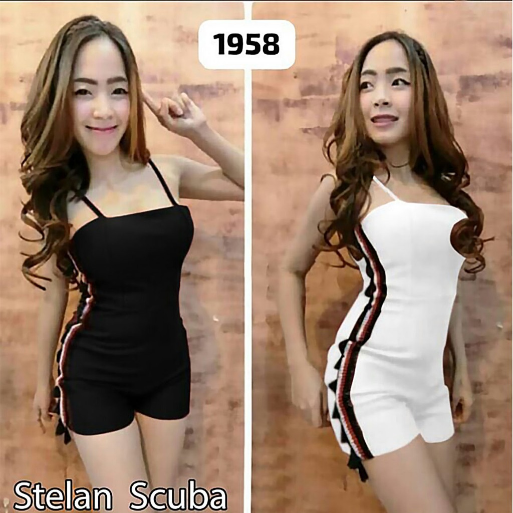 Setelan Celana Wanita SP4 1958: Tampil Trendy dan Chic dengan Bahan Scuba Stretch, Atasan Tanktop, d