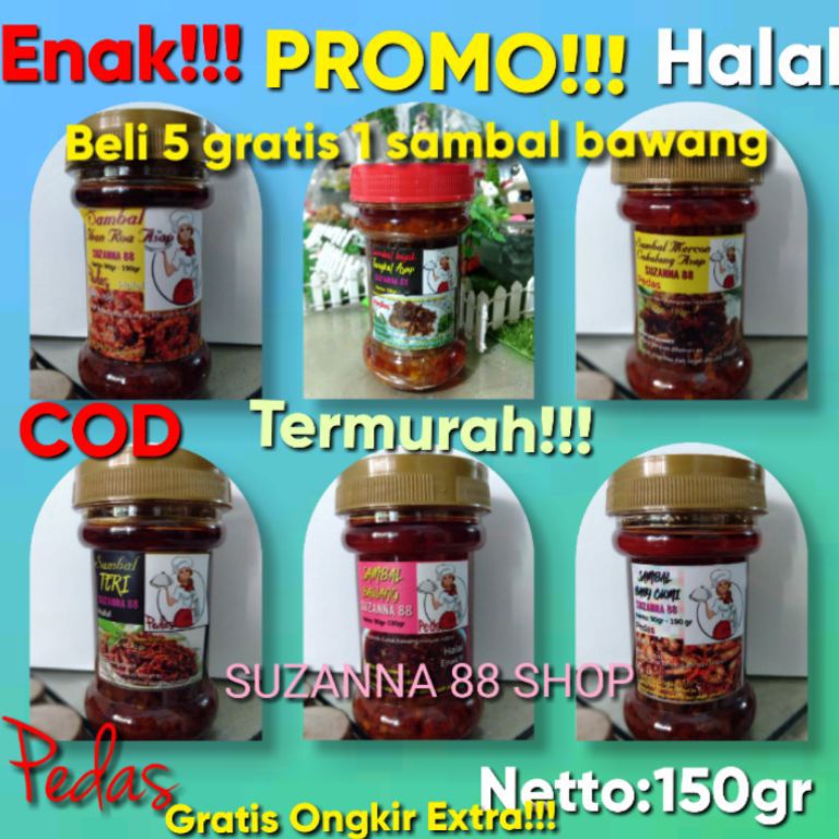 

Deals Sambal baby cumi,Teri Medan,bajak tongkol, cakalang ,Roa ,Teri pedas paling enakk!!!