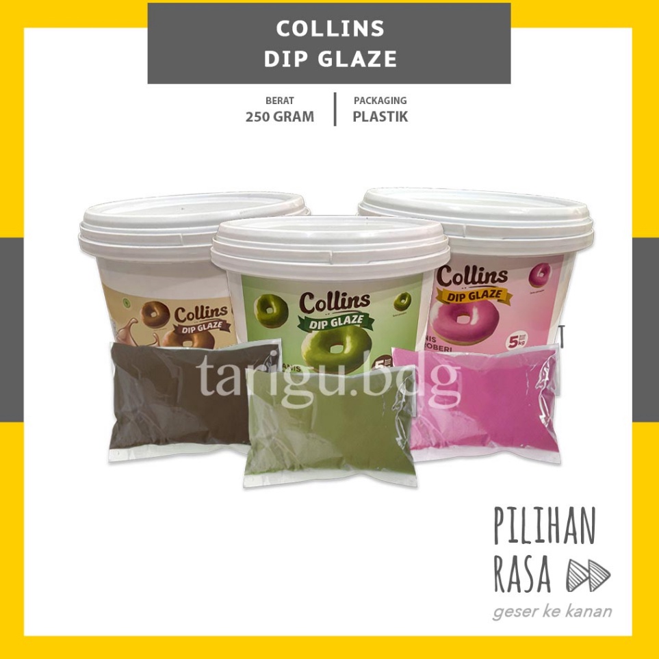 

Mau Hemat DIP GLAZE COLLINS 250GR - TOPPING DONAT GLAZE COLIN - TOPING PISANG COKLAT NUGGET - SAUS COKLAT WARNA WARNI