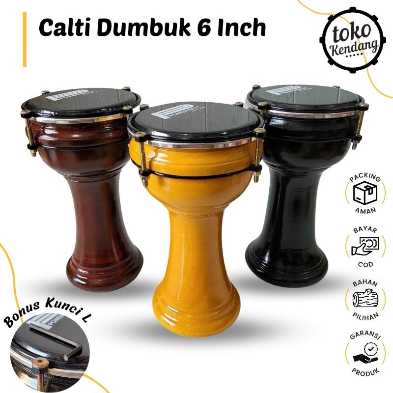 Stok terbaru Termurah Calti Darbuka Dumbuk Pinggang Anak Kecil Mika 6 inch Power Beat Kayu Asli Bonu