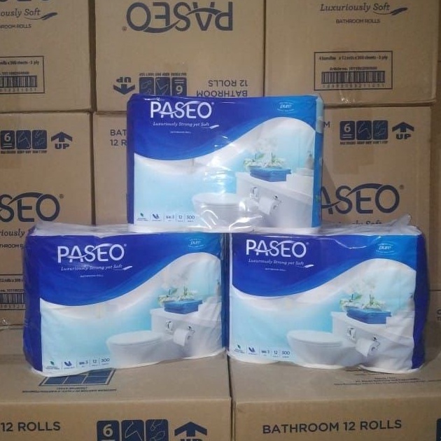 Terjamin Tissue toilet Paseo 12 rolls 3 ply / tissue bathroom paseo / tissue toilet paseo non emboss