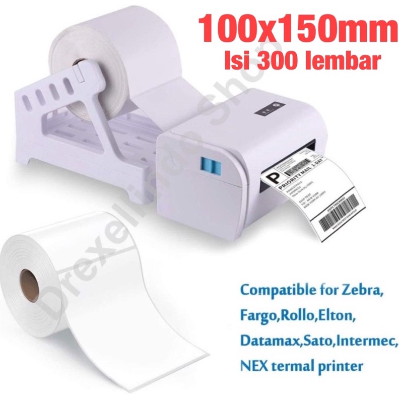 

✨STAR✨ Kertas Label Stiker Thermal Ukuran 100 x 150 mm 300 Lembar Per 1 Roll !!!