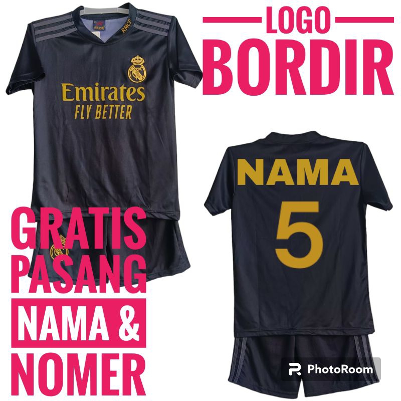 setelan Jersey REAL MADRID KE 3 UMUR 7-14 THN