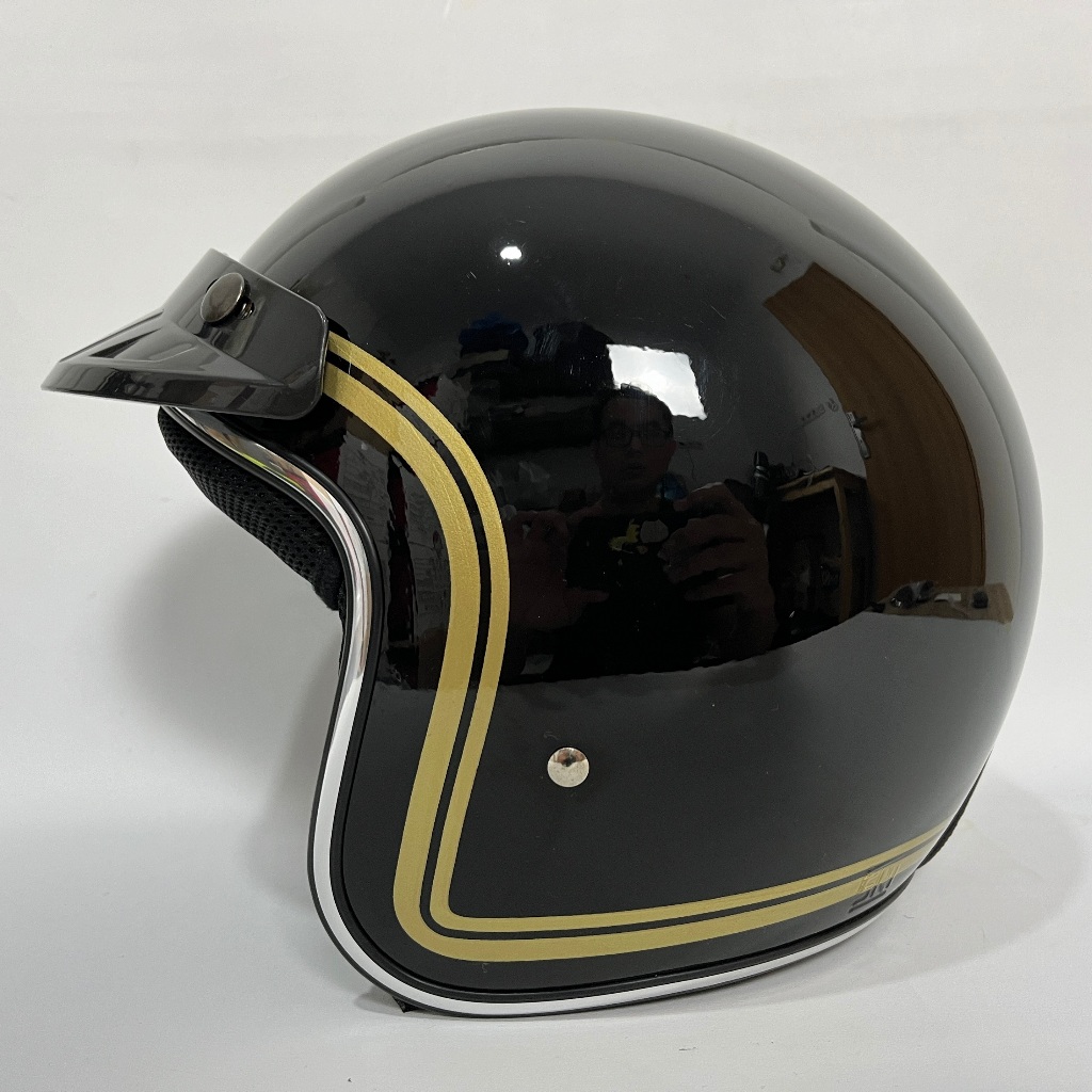 Helm CRX Bogo Hitam Glossy - SNI Dewasa Retro Helem Helmet Polos Solid ORI Premium Classic
