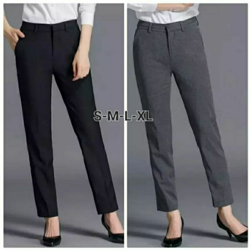 CELANA UNTUK KERJA WARNA HITAM WANITA BAHAN DASAR KAIN