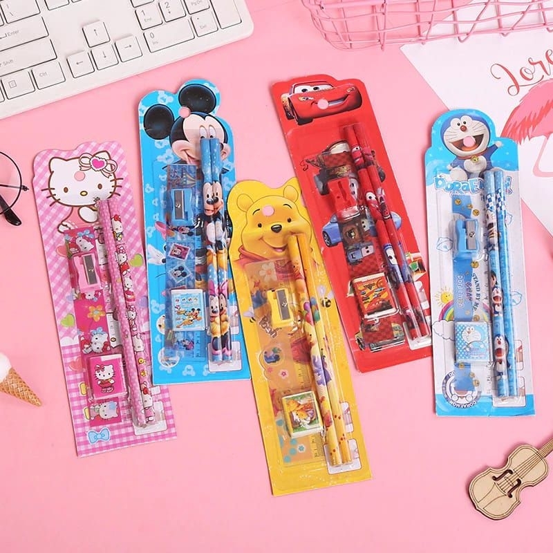 

Set alat tulis karakter kartun 5 in 1 / Paket alat tulis 5 in 1