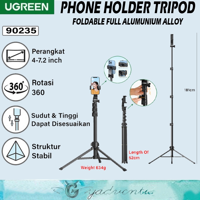 UGREEN 90235 Tripod Meja Kamera Stand HP Tongsis Selfie Stick Camera Vlog Portable