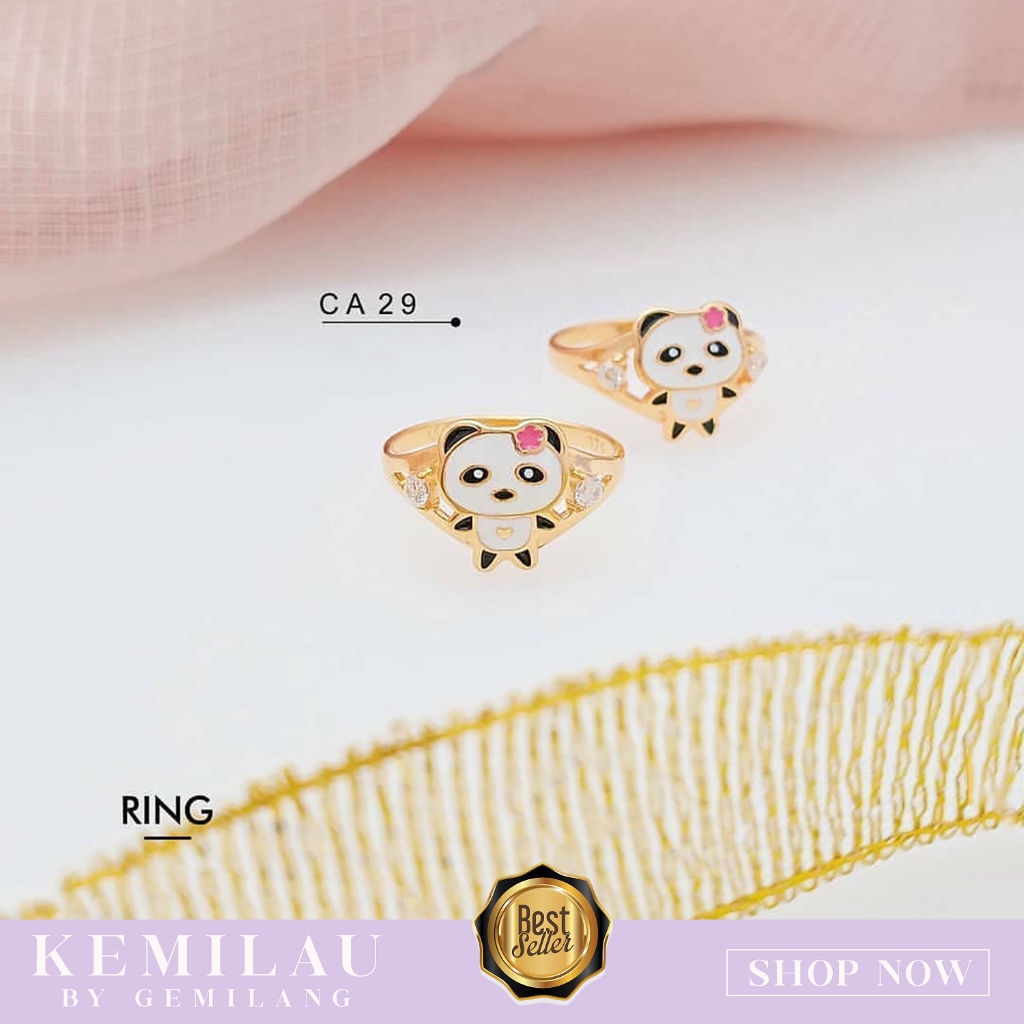 CINCIN ANAK EMAS ASLI KARAKTER PANDA KADAR 6K ATAU 300 DAN 8K ATAU 375 KODE CAP 29 KEMILAU FASHION