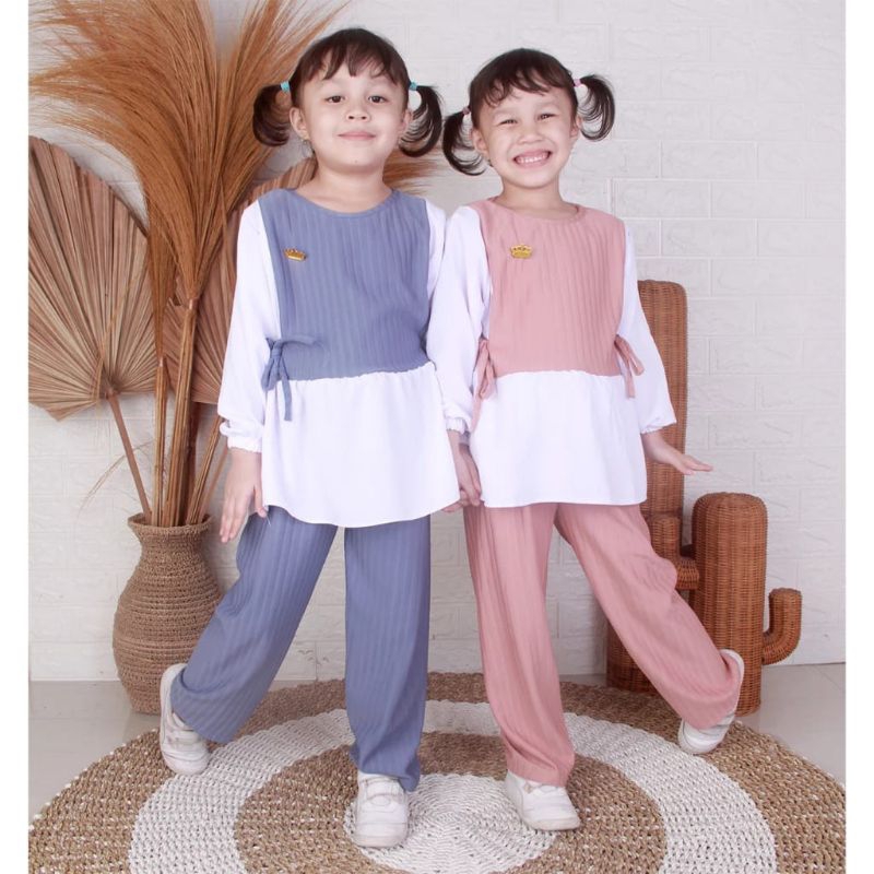 SETELAN KNIT ANAK / SET KEKINIAN ANAK PEREMPUAN / SET MUSLIM / ONE SET KNIT TERBARU