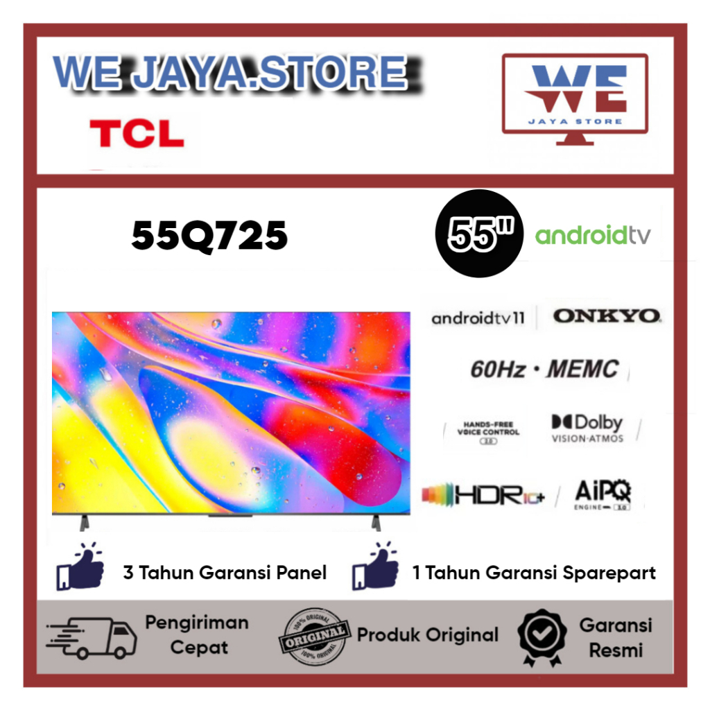 TV LED TCL 55Q725 LED TCL 55 Inch QLED TCL 4K Android 11 Series