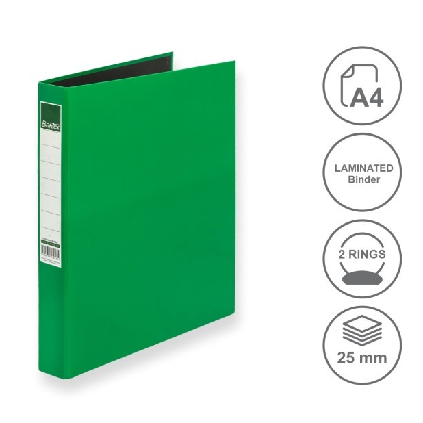 

Bantex Laminated Ring Binder 2 Ring 20mm A4 Grass Green