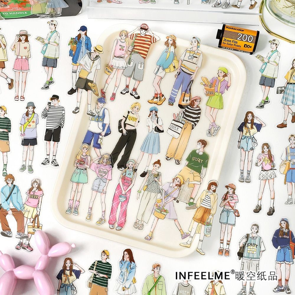 

[Artopia] 40pcs Sticker Fashion PET Korean Style Korea Stiker OOTD Bujo Bullet Journalling Scrapbook DIY Chibi Kartun