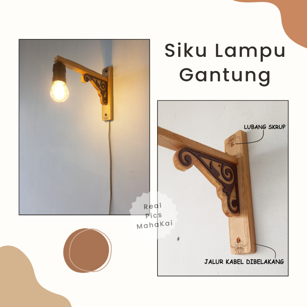 Siku lampu gantung kayu ukir dekorasi lighting cafe lampu tidur bisa untuk pot gantung fitting