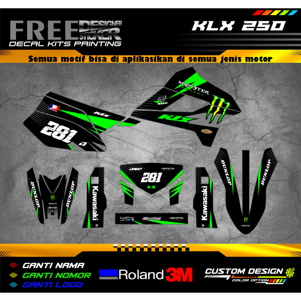 DECAL STIKER KLX 250 FULL BODY BISA CUSTOM