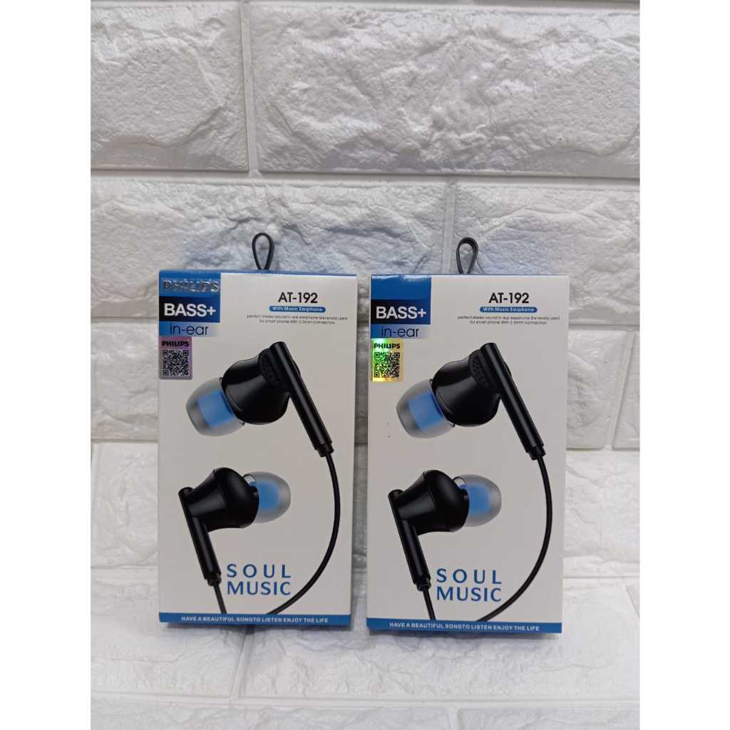 Handsfree Philips AT-192 Bass+ Stereo Earphone Headset Music
