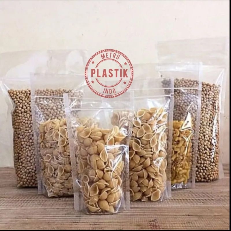 Standing Pouch Double Seal 10x17 Isi 50 Lembar / Plastik Kemasan Snack / Plastik Klip Berdiri 10 X 17