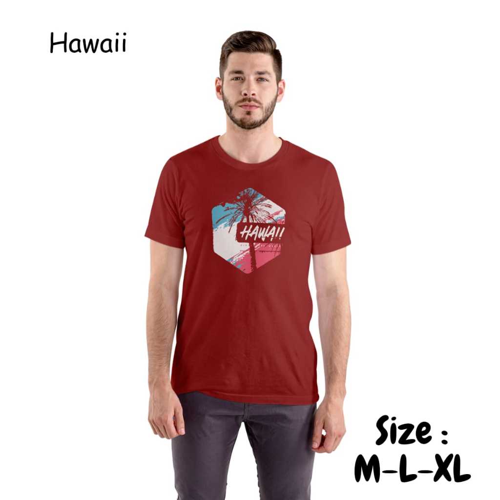 Kaos Distro Hawai Motif DTF Lengan Pendek Pria Wanita Katun Combed 30S