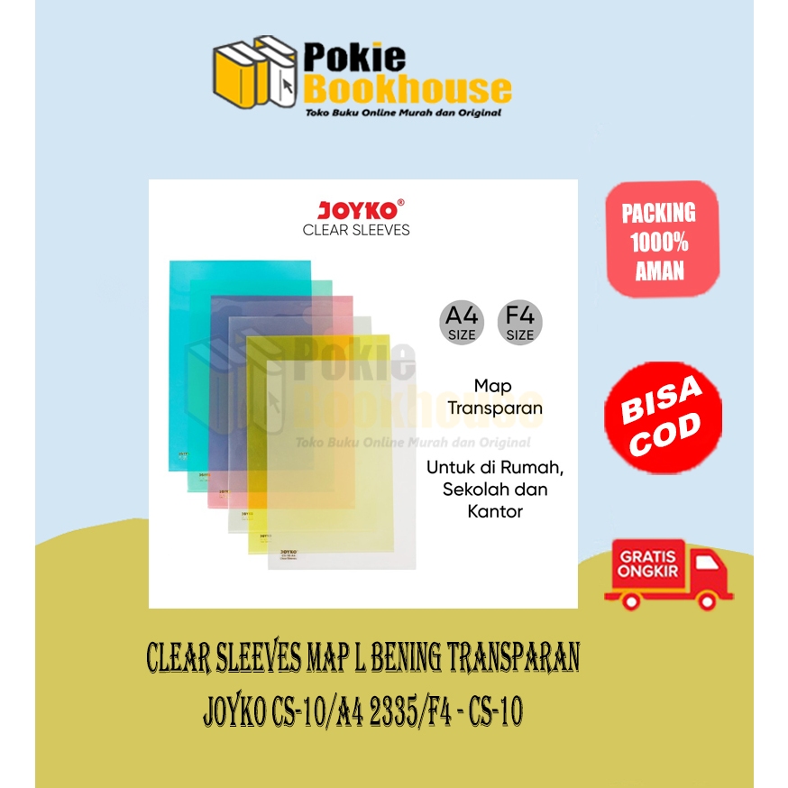

Best Seller Original Clear Sleeves Map L Bening Transparan Joyko CS-10/A4 2335/F4 - CS-10 White - Joyko