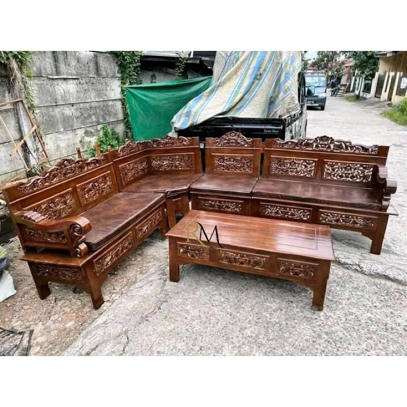 Kursi Tamu Sudut ukiran Set Kursi tamu sudut Kursi tamu Jati kursi tamu ukiran jati