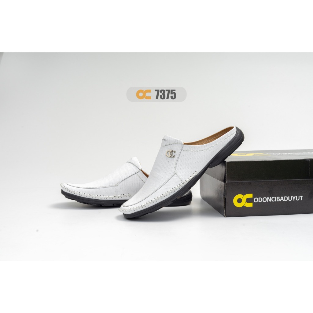 Sepatu Sandal Tutong Kulit Putih Pria Sandal Hitam Odoncibaduyut