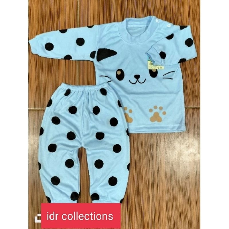 setelan baju bayi / piyama baju tidur bayi kancing pundak