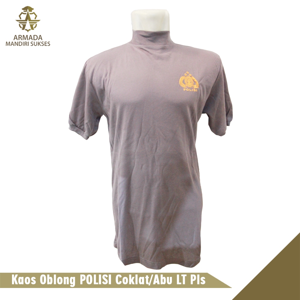 Kaos Polisi Logo Cokelat Polos Turtleneck - Kaos Dalam Polisi Logo