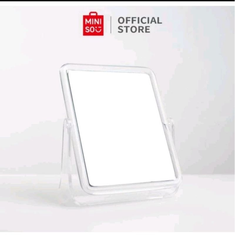 Miniso Mirror 2 Sisi Double Cermin Portable Kaca Rias Persegi Kaca Makeup Jernih Mirror Miniso Kotak