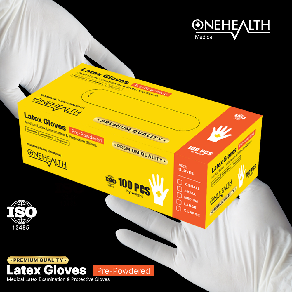 ONEHEALTH SARUNG TANGAN LATEX POWDERED AKD