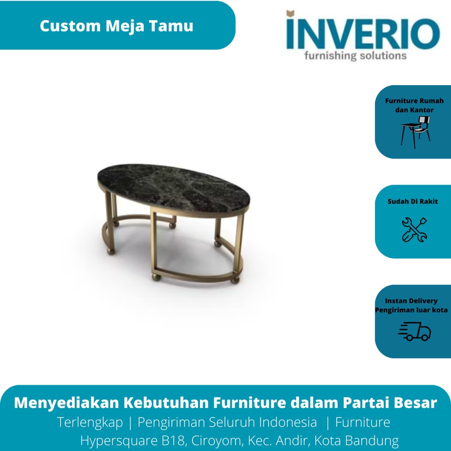 Custom Meja Tamu Marble Oval Inverio
