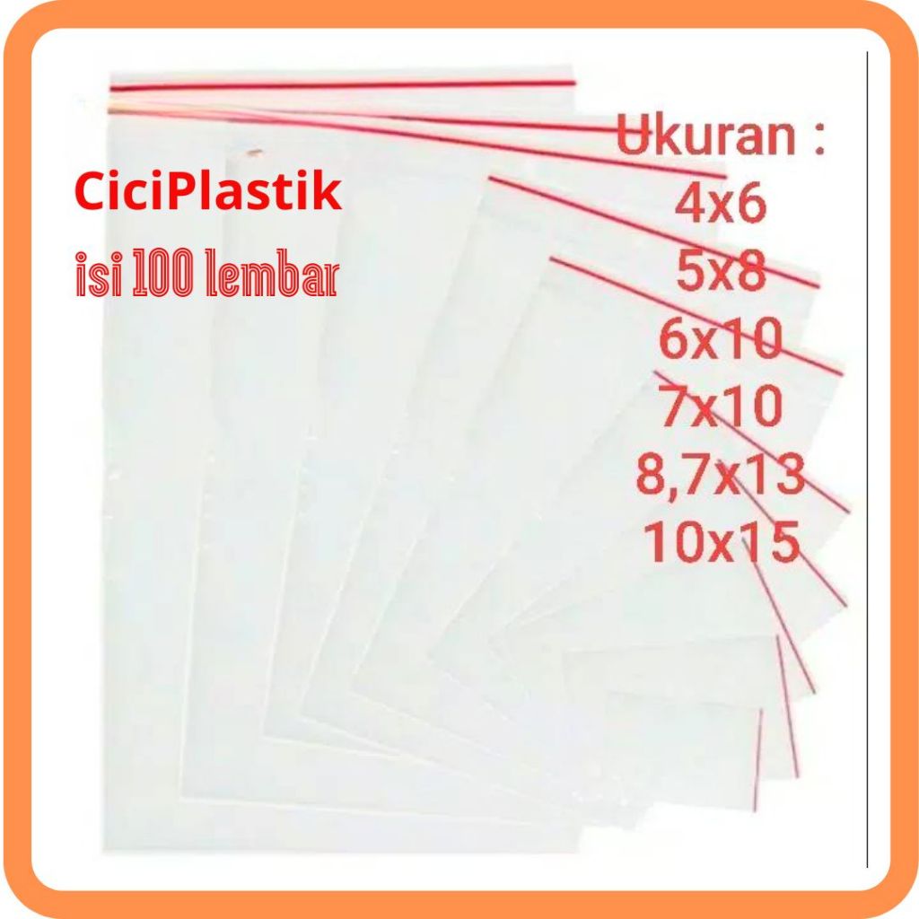 (100-lbr) Plastik klip kecil tanggung isi 100 lembar Merah Plastik Ziplock Obat saos 4x6 5x8 6x10 7x