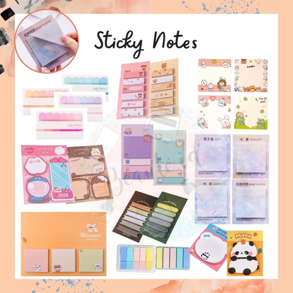 

Sticky Note Lucu Unik Aesthetic Memo Pad Bookmarks Sticker Buku Catatan Kecil Pembatas Buku Untuk Sekolah Anak Belanjaan Serbaguna Desain Animasi / Gradien