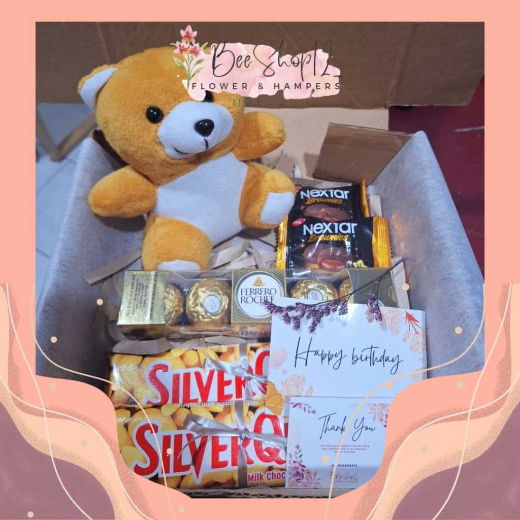 

HAMPERS BONEKA COKELAT SILVERQUEEN FERERRO / GIFT BOX WISUDA, ULANG TAHUN, ANNIVERSARY, VALENTINE DLL / CHOCOLATE EDITION / HAMPERS COKLAT / HAMPERS BIRTHDAY