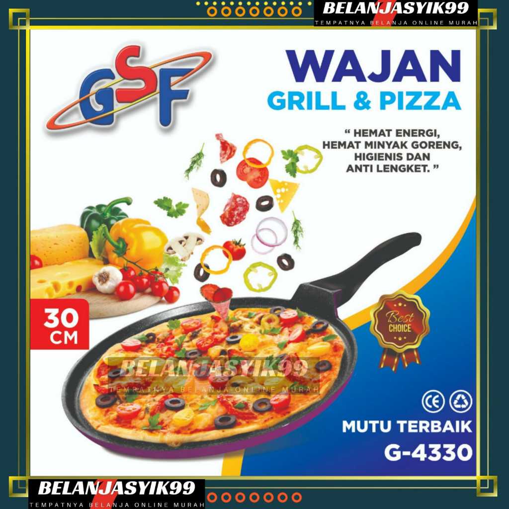 WAJAN GRILL PIZZA / WAJAN GRILL PIZZA 30CM GSF G-4330 / ROUND GRILL PAN / TEFLON PIZZA ANTI LENGKET 